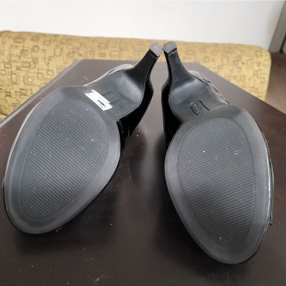 BLACK GLOSSY ANDREW GELLER TAYA OPEN TOE HIGH HEEL WOMEN"S SHOE - Picture 14 of 16